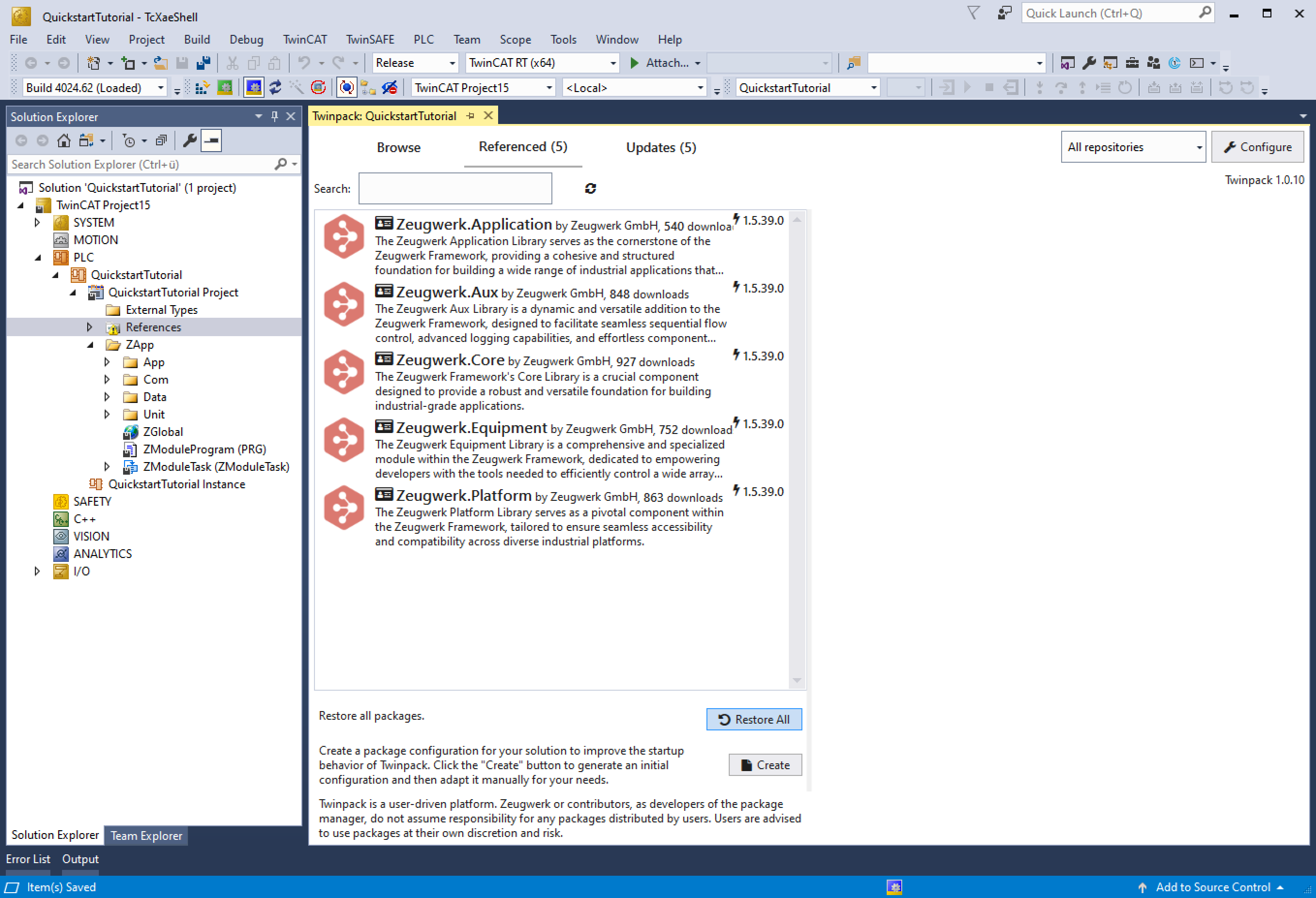 Click on Restore now, to download and install all libraries