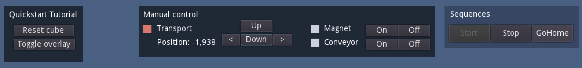 Buttons of the top menu