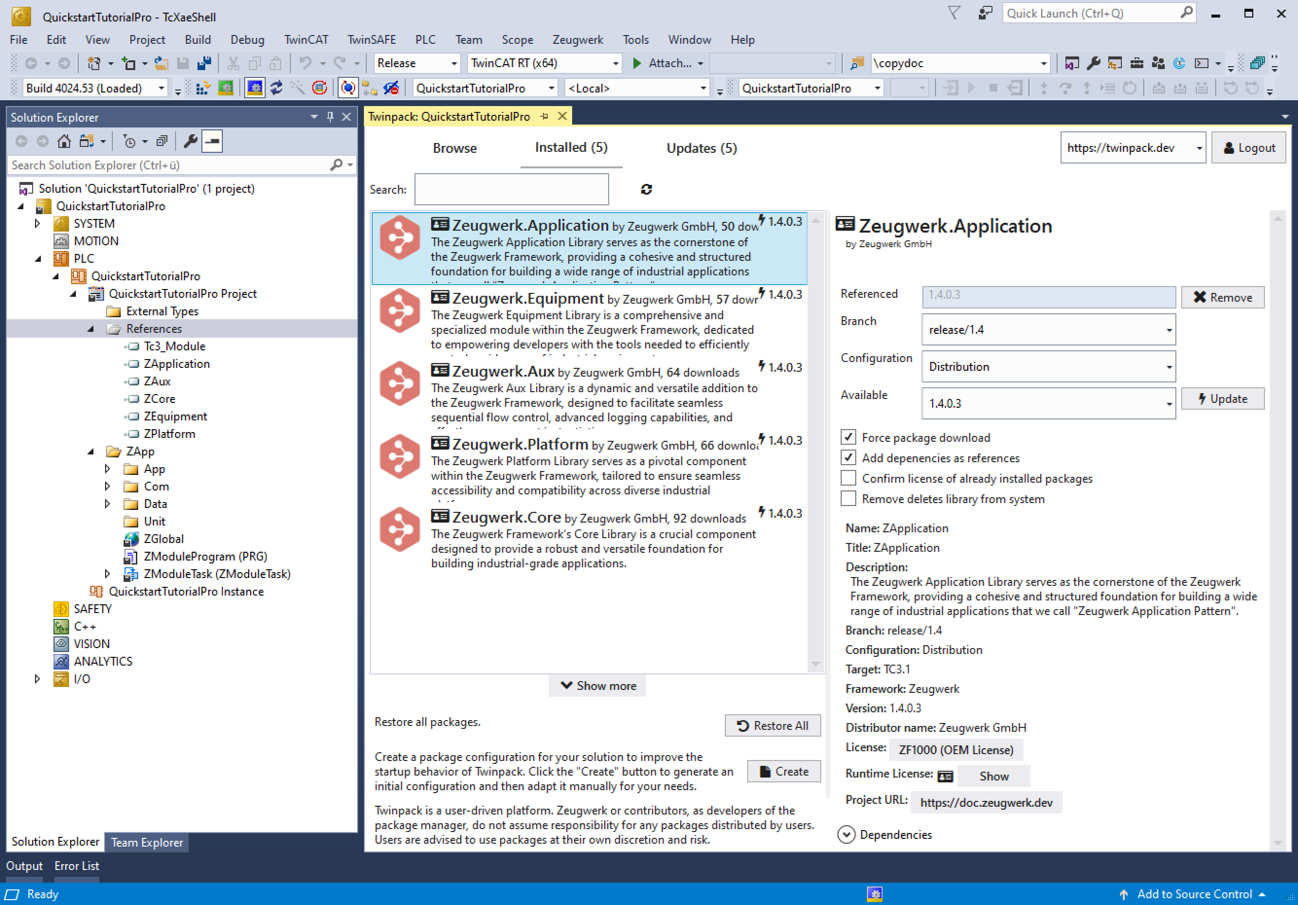 See the list of all referenced and installed Zeugwerk-Framework libraries