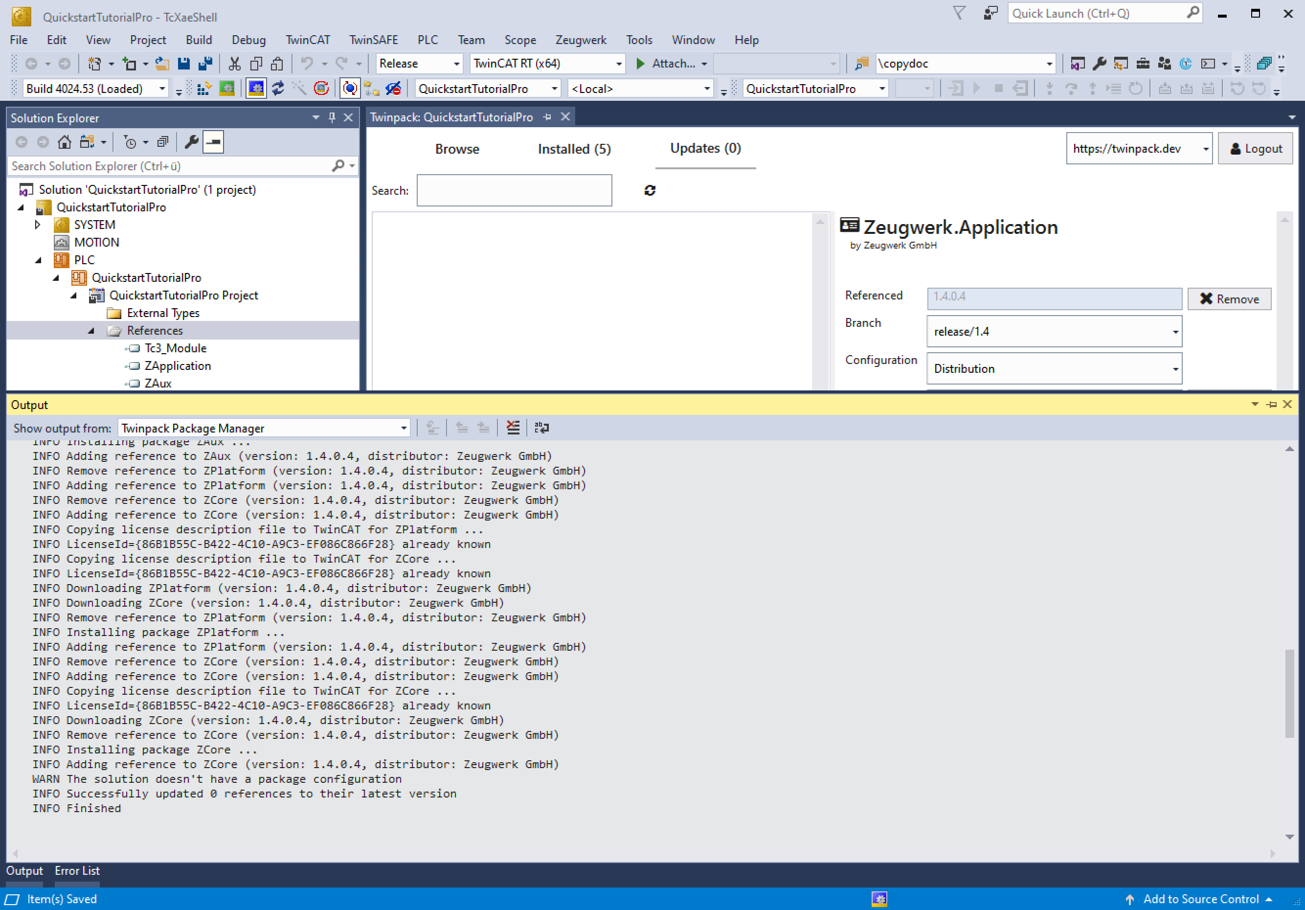 Wait till all libraries are installed and referenced in the PLC project