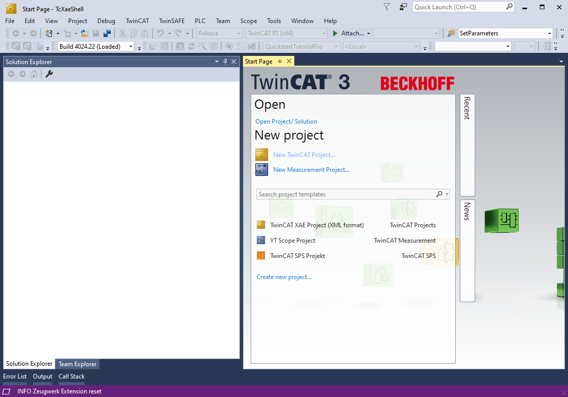 Open TwinCAT XAE Shell