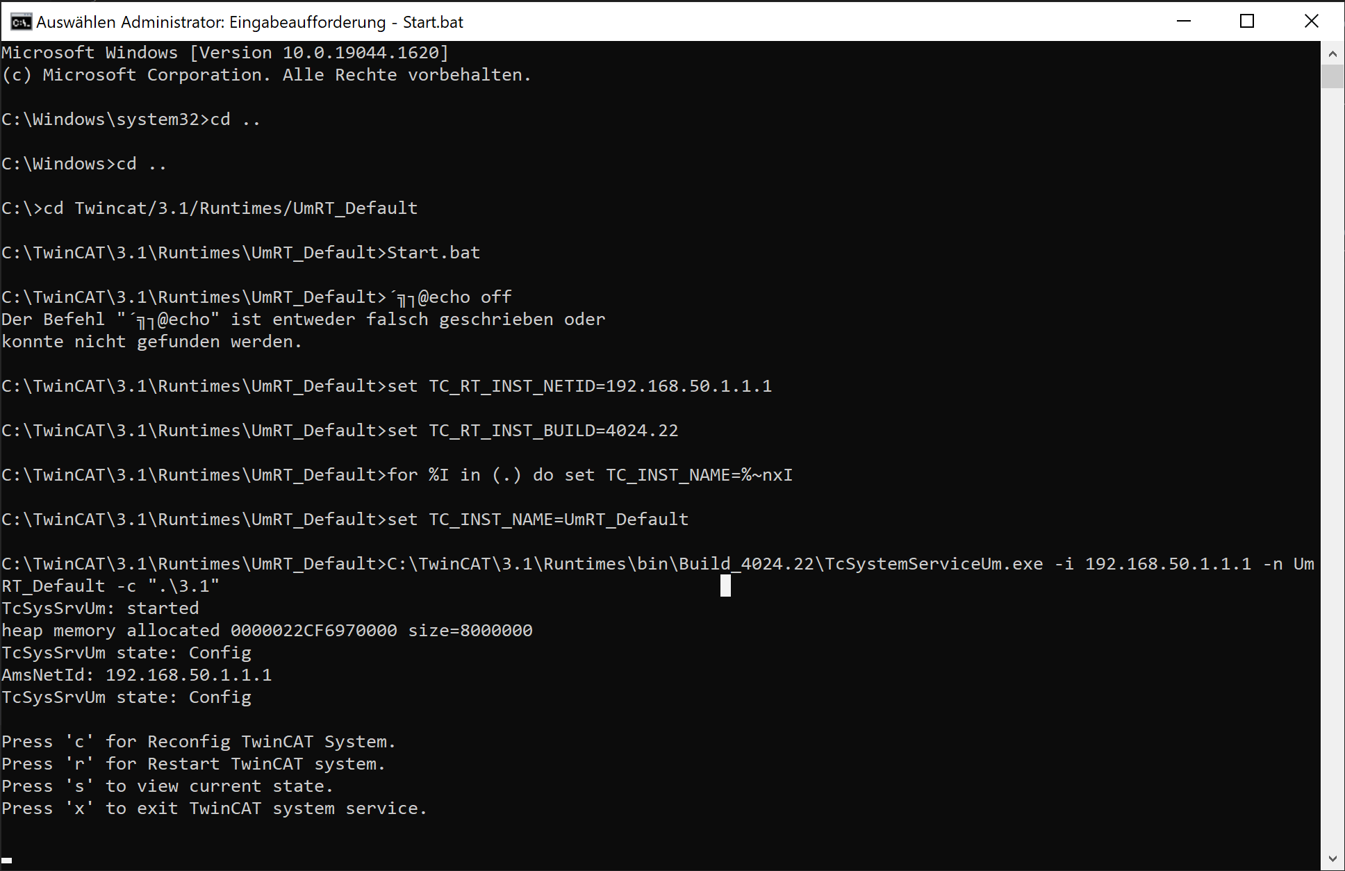 Execute Start.bat file to start Usermode Runtime